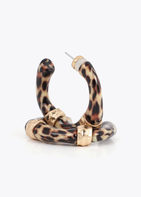 Pendientes De Aro Efecto Bambú Animal Print Lola Casademunt By Maite - Imagen 6